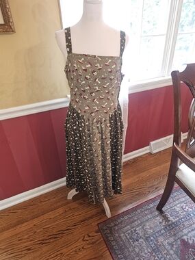 Floral Patchwork Maxi Sundress in Olive and Brown